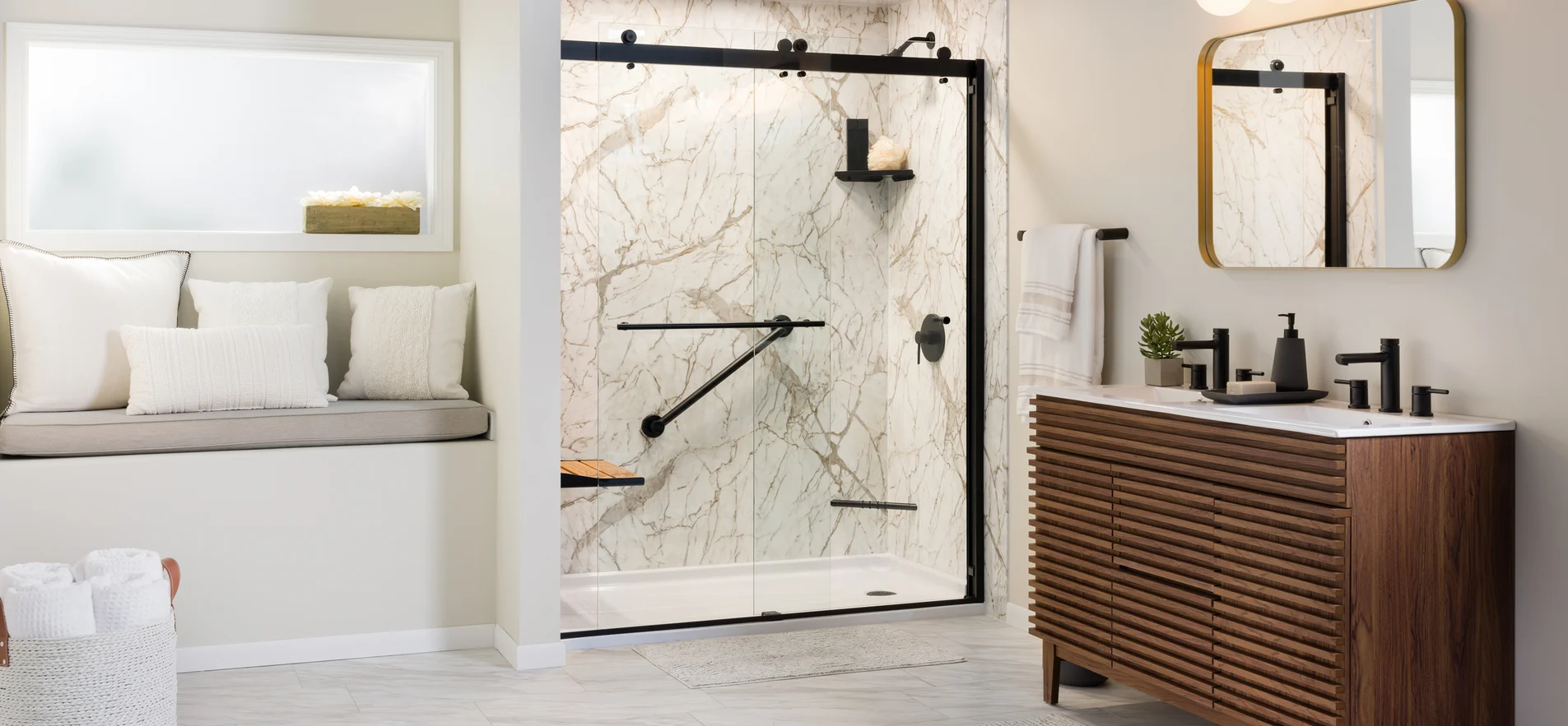 Custom walk-in shower installation