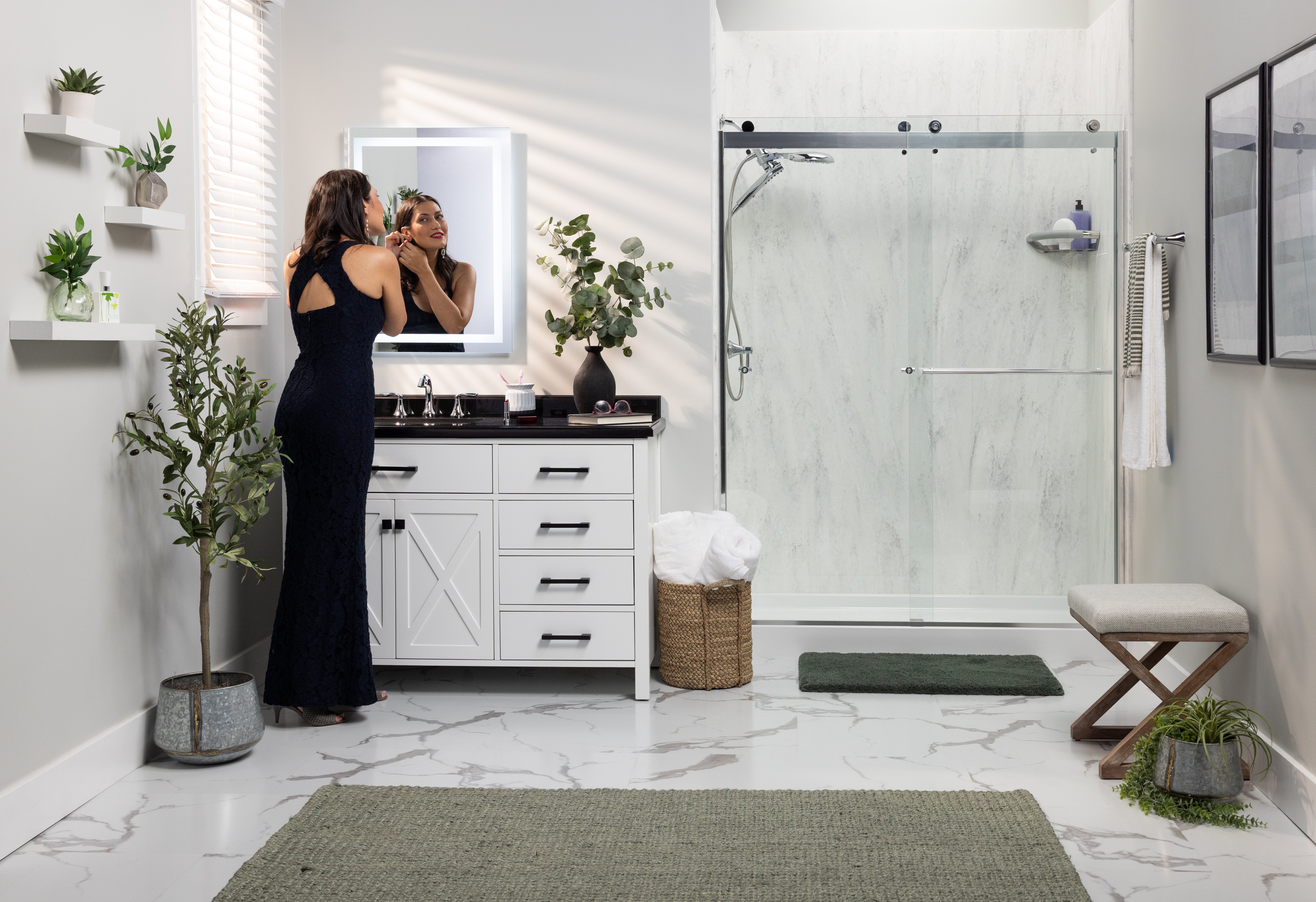Homeowner enjoying her new shower