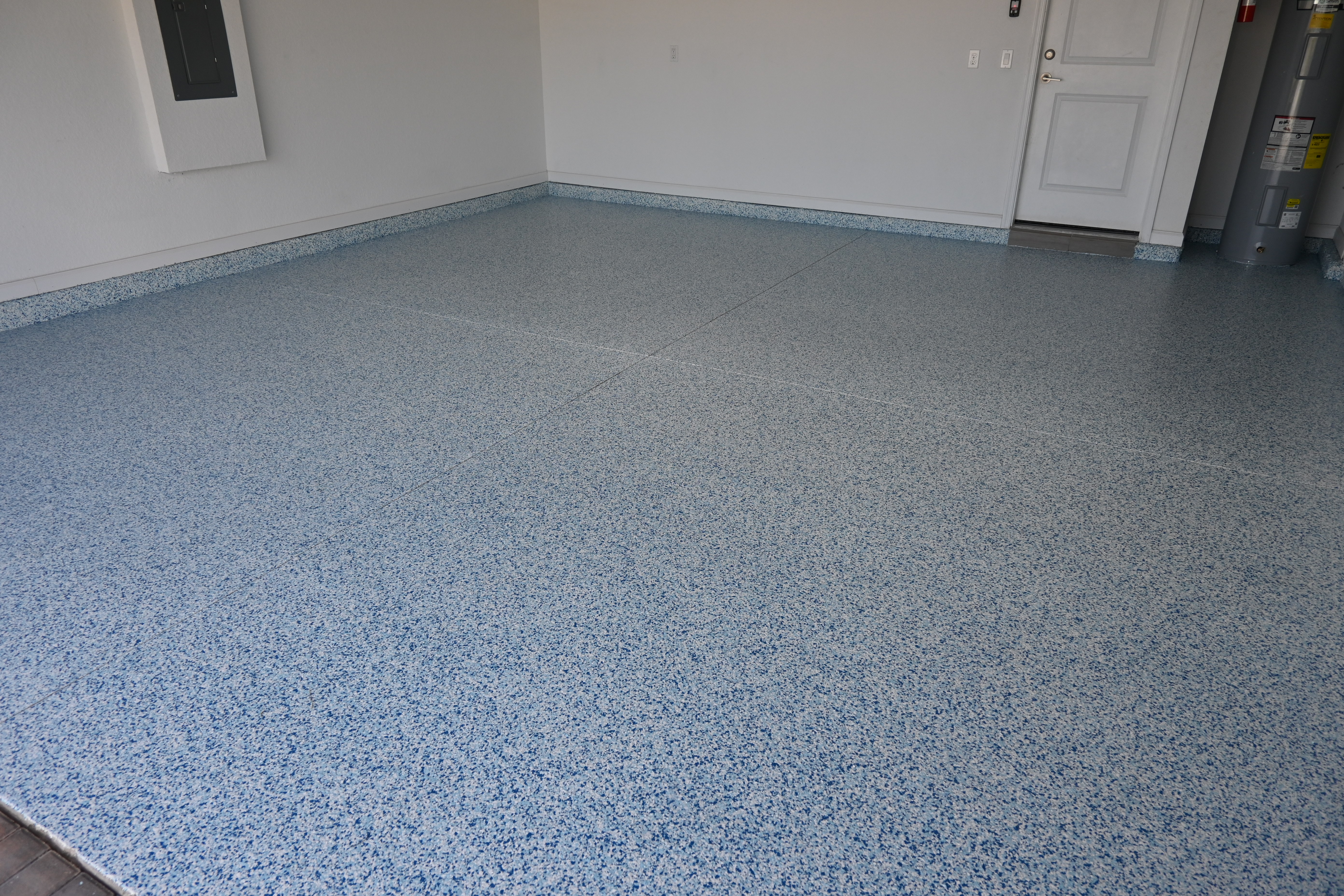 Coated concrete floor
