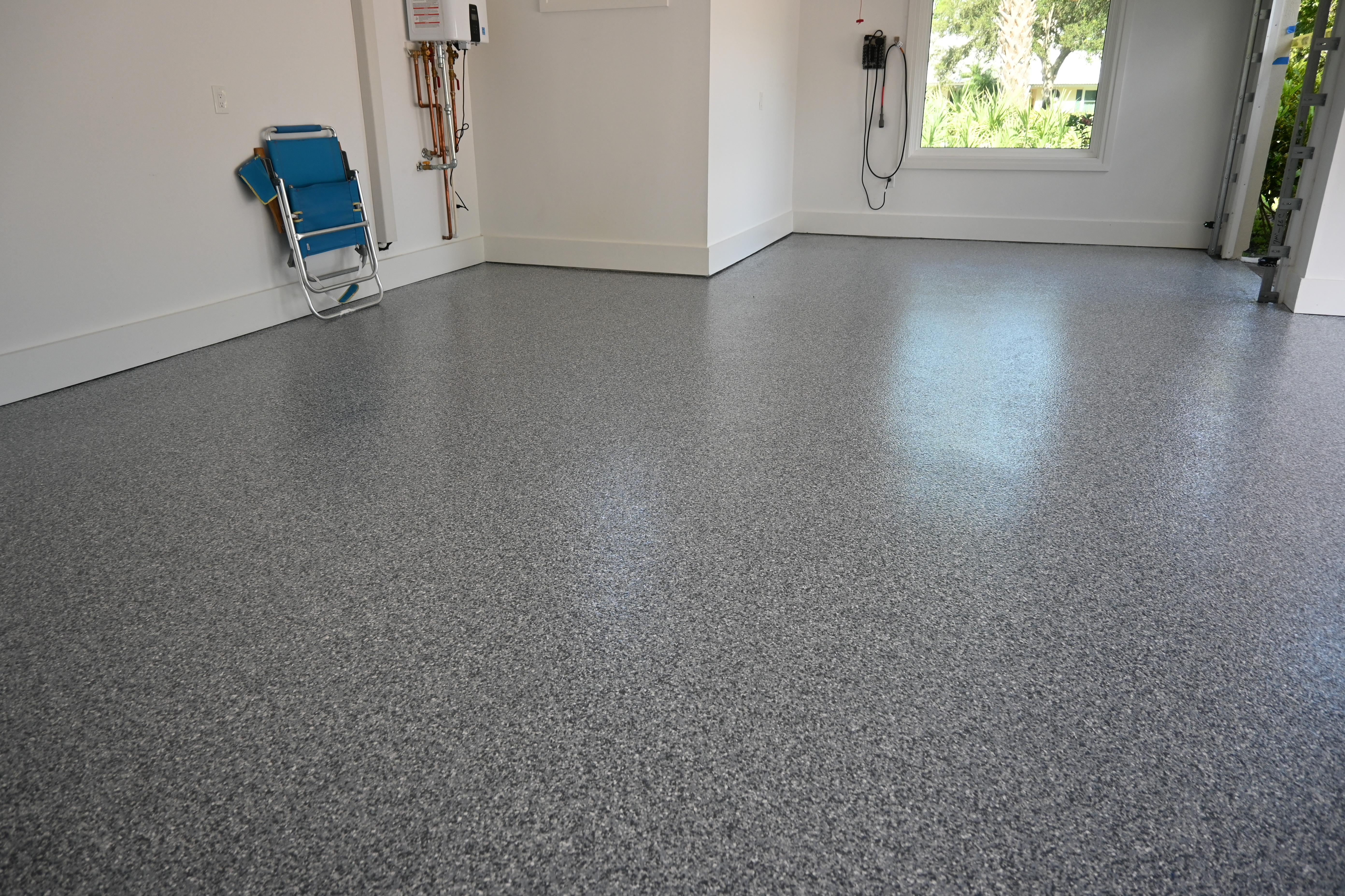 Finished garage floor coating